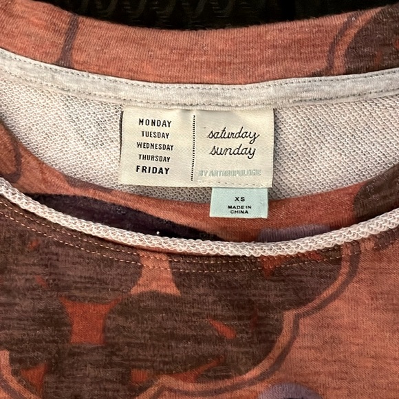 ANTHROPOLOGIE Saturday Sunday Colleen Babydoll Sweatshirt Terracotta Motif NWOT - Picture 7 of 8